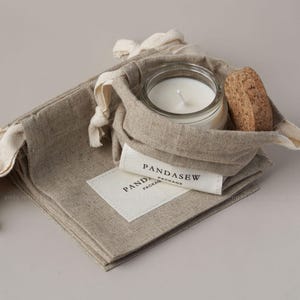 candles storage linen drawstring bag