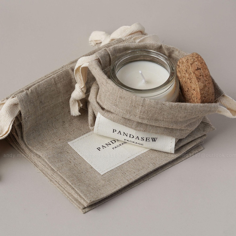 candles storage linen drawstring bag
