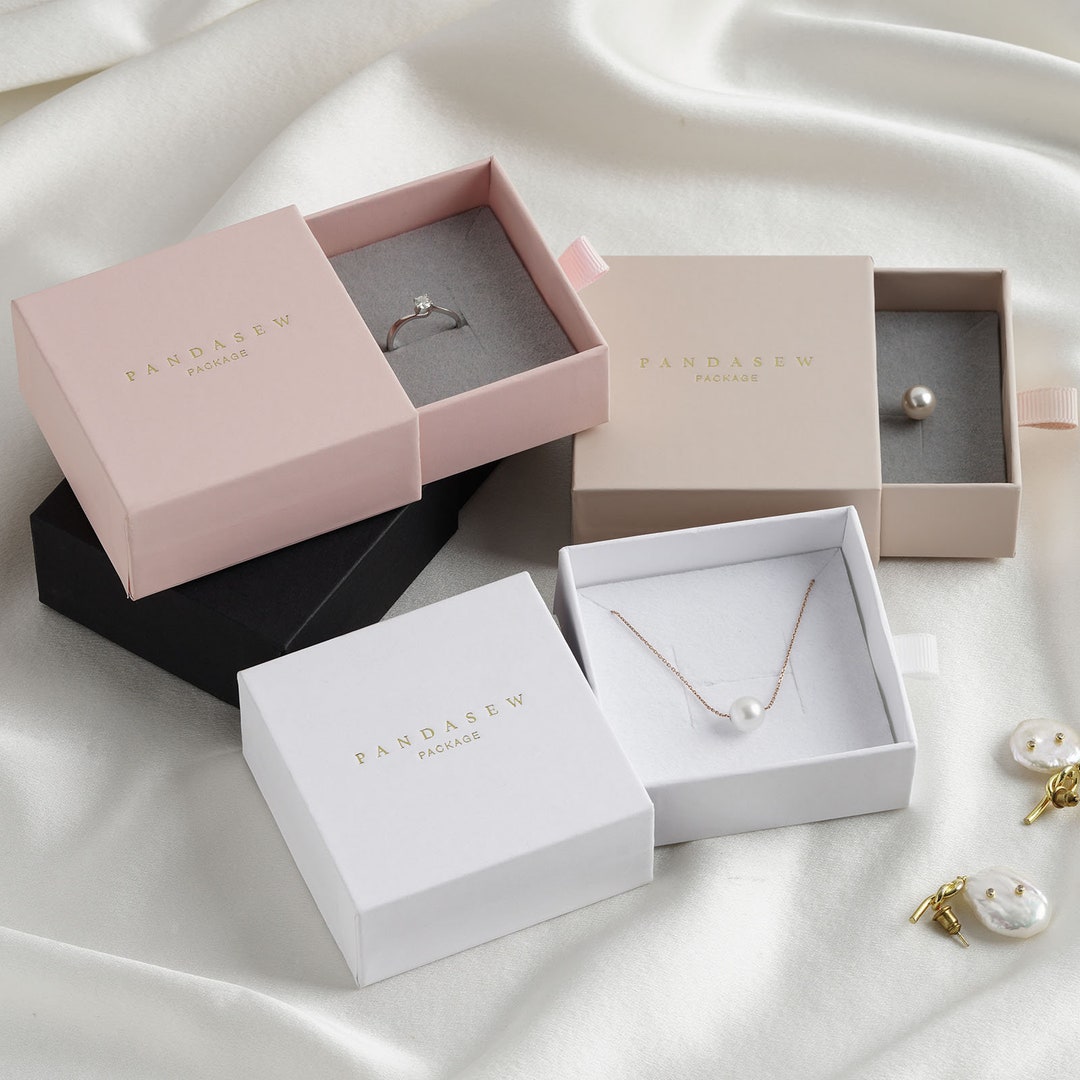 50pcs 7*7*3cm Paper Box Custom Ring Box With Sponge Personalized Logo ...