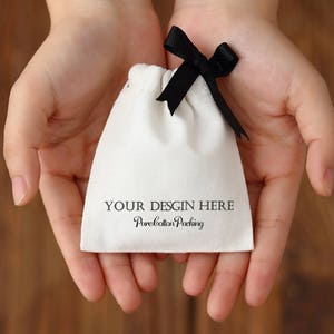 50 personalized jewelry packaging wedding favor bags small white Cotton canvas bags custom logo mini drawstring bag jewelry gift pouch image 1