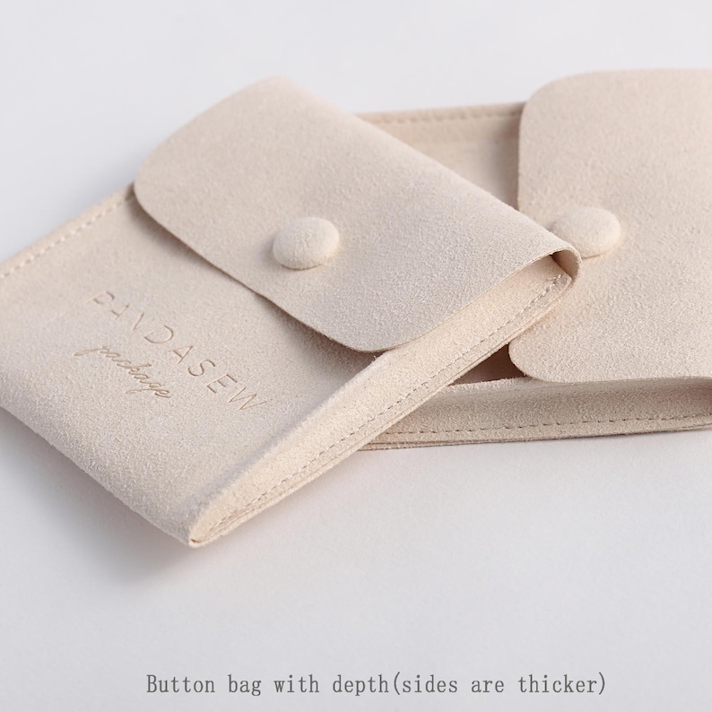 Jewelry bag snap style, ivory button bag with custom logo