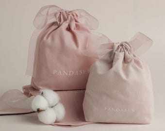 50pcs Personalized Bath Bombs Storage Bag Custom Drawstring Bags, Perfume Packaging, Flat Bottom Cotton Pouch, Chic Pouch Pink