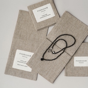 100 Custom Logo Linen Drawstring Bags with cotton canvas label: Jewelry, Gift Packaging image 7