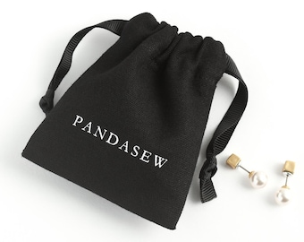 50 custom jewelry package pouch with logo black cotton canvas pouch drawstring bags personalized logo name printed Jewelry bag wholesale