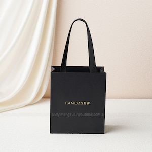 50pcs A1S Black Paper Bag Custom Logo Jewelry Package Bag with Personalized printing mini Shopping Tote Paper Bag Wholesale bulk