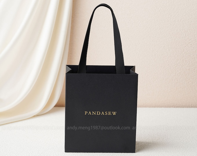 50pcs A1S Black Paper Bag Custom Logo Jewelry Package Bag with Personalized printing mini Shopping Tote Paper Bag Wholesale bulk