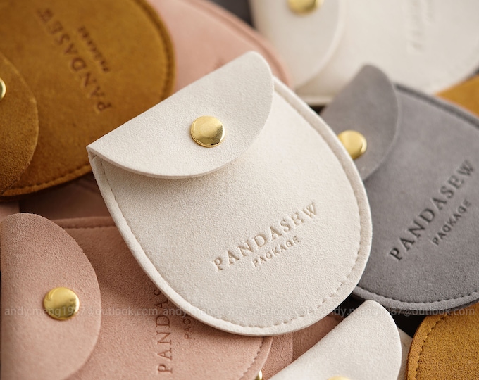 50pcs saddle bag personalized logo print jewelry pouch thick microfiber bag custom earrings packaging pouch chic ring bags wholesale