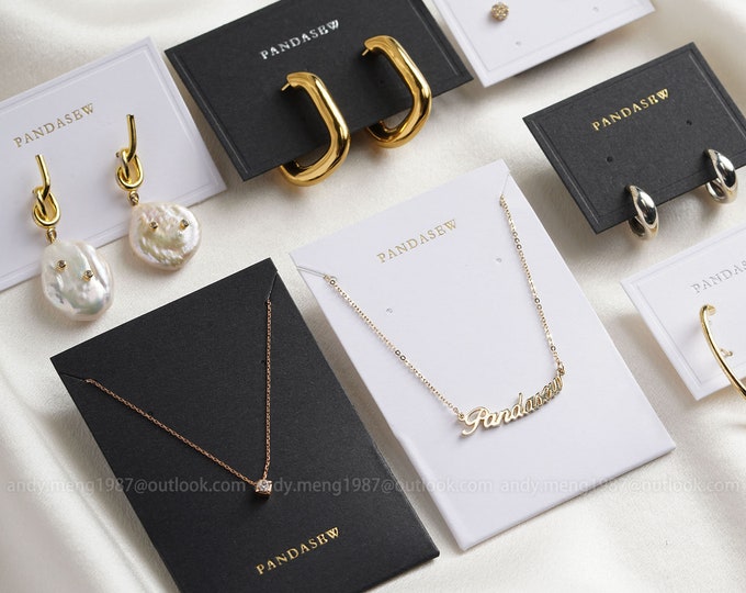 100pcs PandaSew Jewelry Package Earring Holder Cards 400g Custom Logo Necklace Hanging Packaging Paper Tags Earring Cards