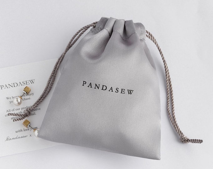 100pcs grey satin drawstring bags, custom jewellery, perfume, candle, soap, hair packaging, gift packing with logo name printed any size