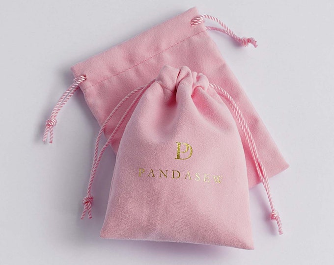 100 custom logo print drawstring bags custom jewelry package bag pouches skincare favor bags velvet bag earring package pouch Pink