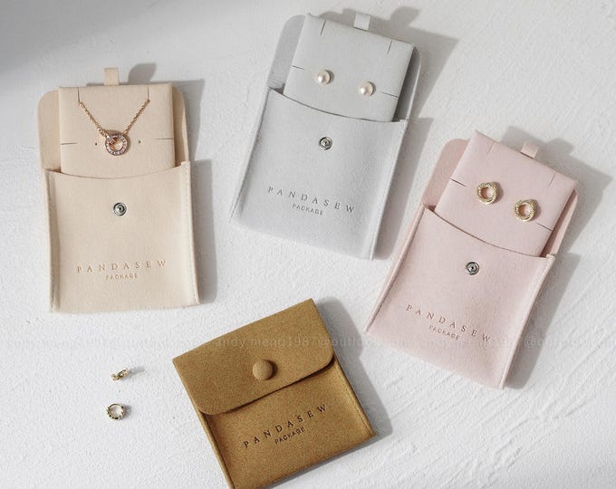 50 set Custom Jewelry Button Bag with Logo printed & Blank insert pad