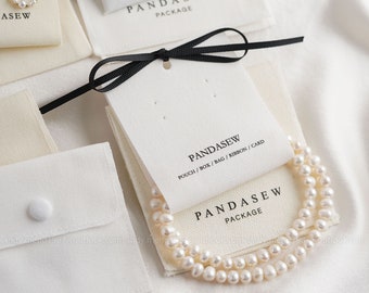 PandaSew – paquet de bijoux, porte-boucles d'oreilles, cartes en toile de coton, Logo personnalisé, étiquettes d'emballage de bijoux, collier, cartes suspendues, vente en gros, 100 pièces