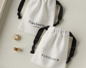 Custom Canvas Drawstring Bags, Personalized Cotton Packaging Pouch, Jewelry Packaging, 50pcs