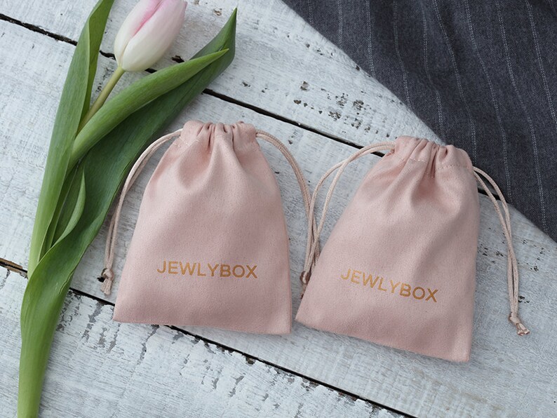 50 white custom drawstring bags personalized logo print jewelry packaging bags pouches chic wedding favor bags white flannel bags