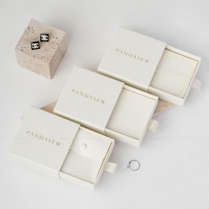 Custom Logo Jewelry Packaging Boxes, 50 pcs Drawer Paper Boxes With Sponge, Pouch Option image 3