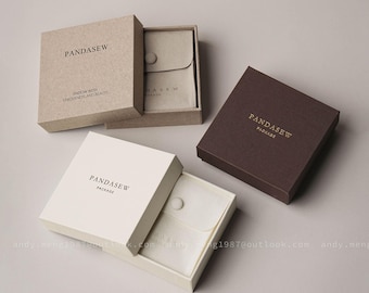 50pcs 9x9x3cm customized branding coffee brown jewelry box with logo, including foam