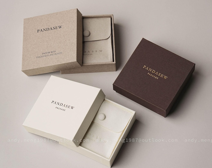 50pcs 9x9x3cm customized branding coffee brown jewelry box with logo, including foam