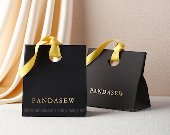 50pcs A1D B1D Custom Paper Bag with Logo Removable Ribbon Personalized Gift Bags