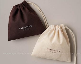 100 pcs Natural Cotton Drawstring Bags With Logo and Size Customized
