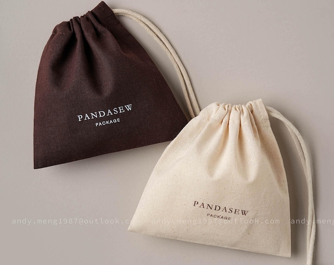 100 pcs Natural Cotton Drawstring Bags With Logo and Size Customized