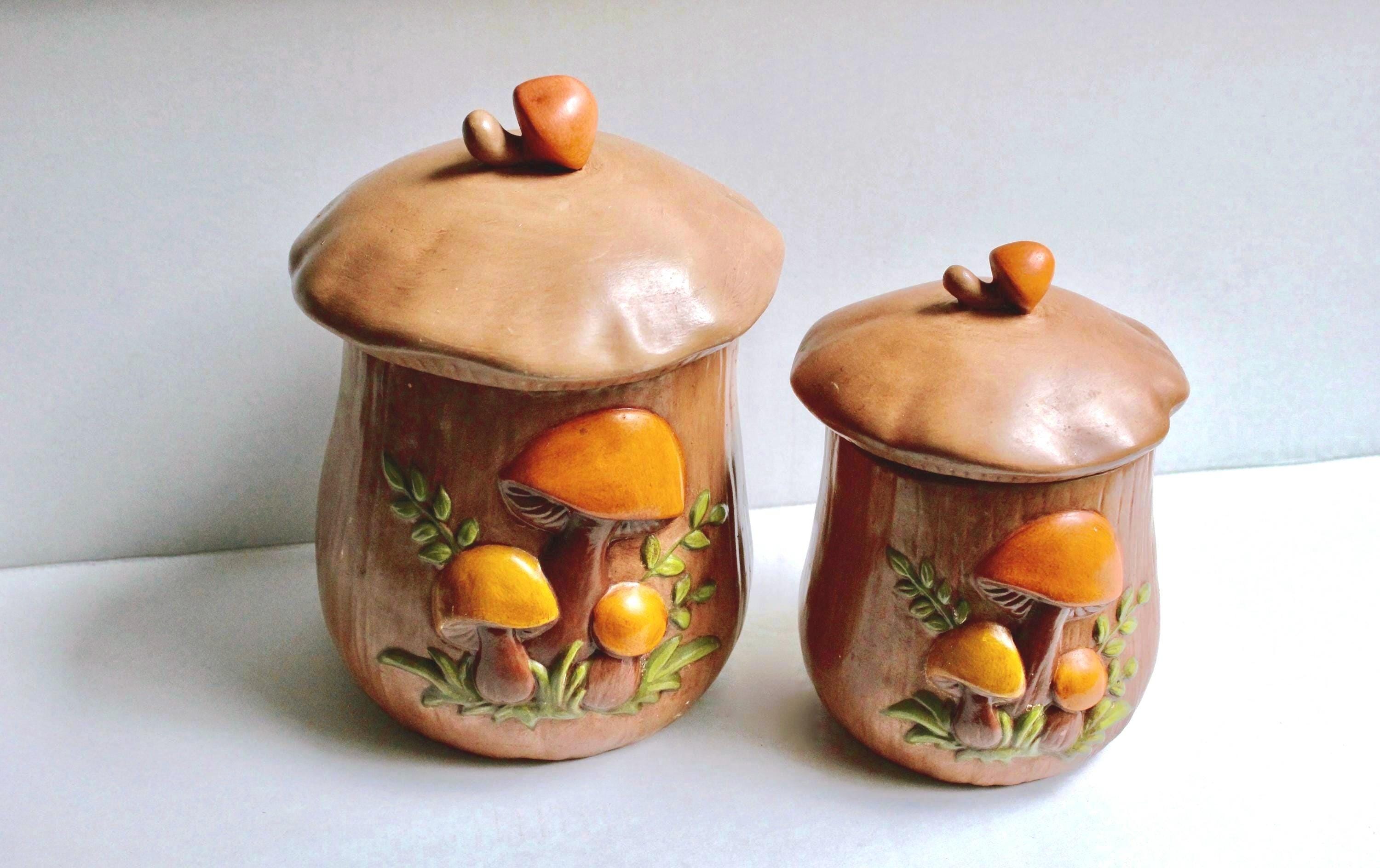 Mushroom Canister Set 1970s - Etsy