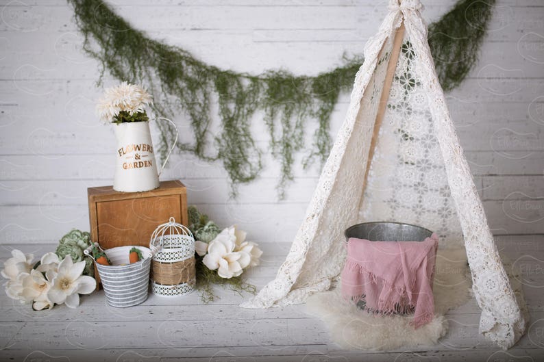 Newborn Digital Backdrop Easter Setup Flowers Tent Teepee Etsy