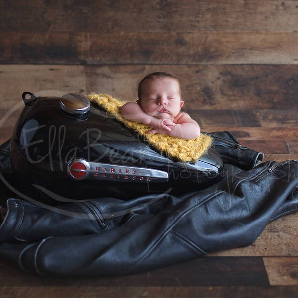 Newborn Digital Backdrop Harley Davidson Motorcycle Flowers Rustic Organic