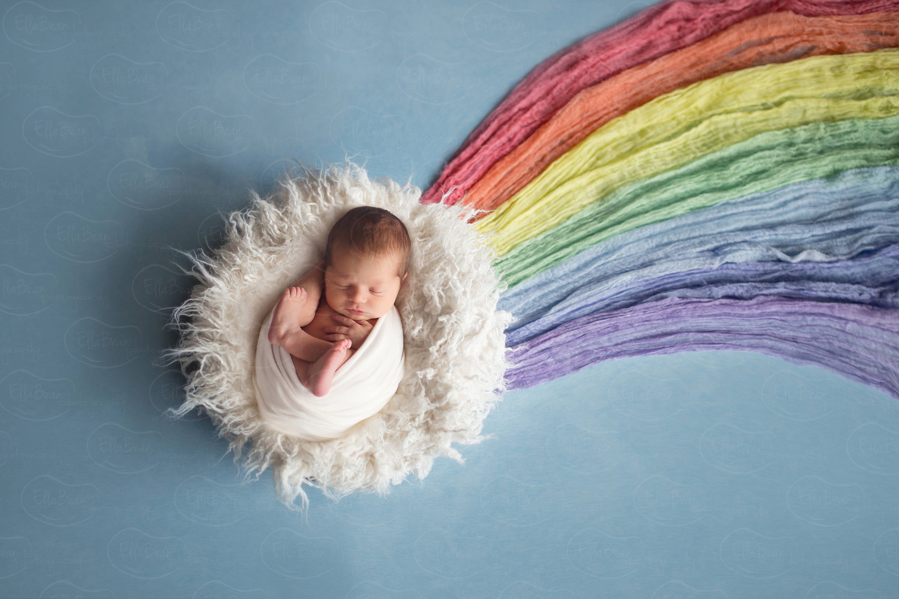 Newborn Digital Backdrop Rainbow Baby Clouds Wool Fur Etsy