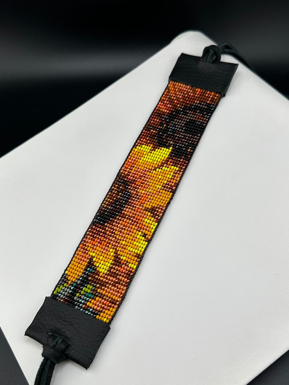 Rustic Sunflower Loom Bracelet Pattern | Floral Cuff (PDF)