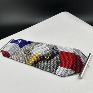 Weißkopfseeadler-Perlenmuster | Loom Armband PDF | Vaterländische Flaggen-Design | USA Adler Manschette | Digitales Perlenmuster | DIY Loom Perlenarbeit