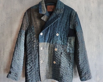 handmade Boro blazer jacket made with japanese antique fabric from edo era
