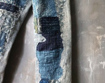 SOLD- New Denim Collection - Stoned Washed Denim Pants Hand