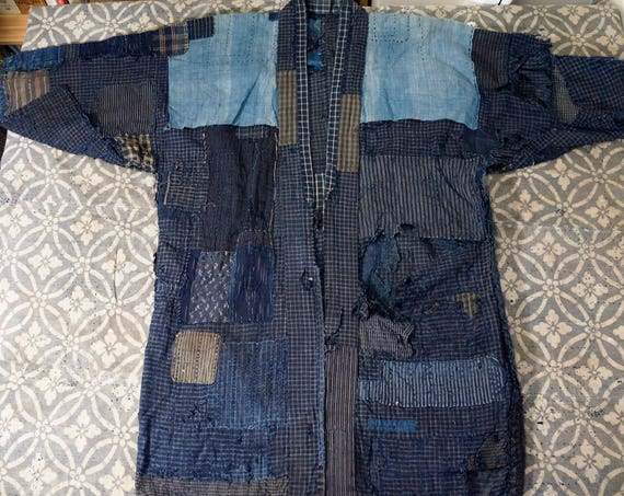 Amazing patchworks indigo Boro Noragi Japanese ant