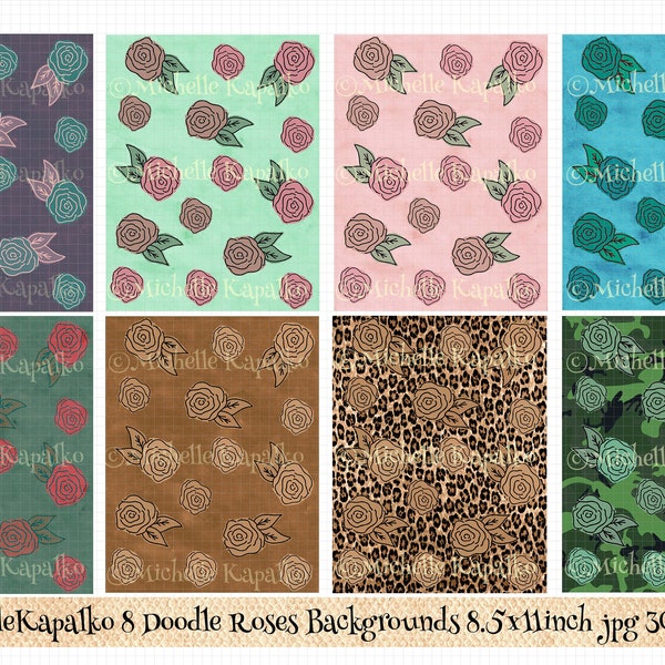 Download Shabby Chic Rose Pink Turquoise Mint Leopard Background Sublimation Design Graphic Digital Paper Pack 8.5x11 Card Boho Art Transfer