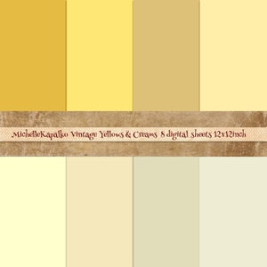 Téléchargement vintage jaune pastel couleurs unies paquet de papier numérique 12 x 12 Scrapbooking artisanat bricolage étiquettes de cartes Tags renoncule Art transfert P56