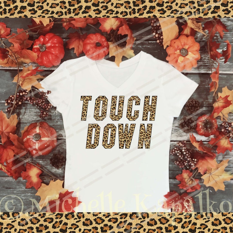 Download Leopard Touch Down Game Day Football Sublimation Design Graphic Clipart png Digital Crafting DIY Tag Boho Boutique T-Shirt Transfer