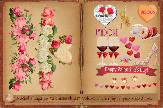 Download Vintage Valentine Rose Heart Garland Sublimation Design Clipart Png Digital Paper Crafting Diy French Card Tag Cupid Boho Transfer