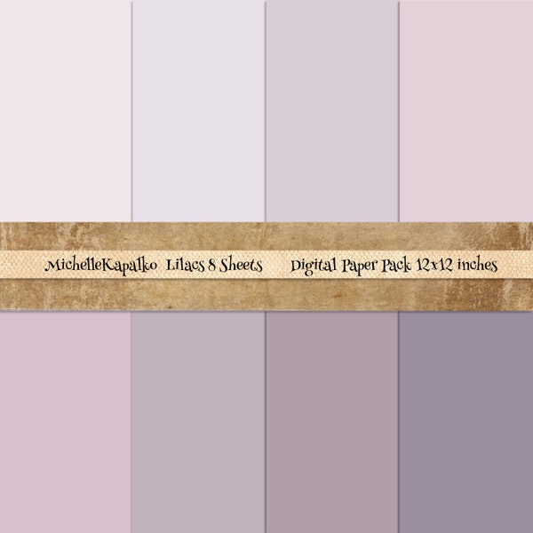 Download Lilac Lavender Pastel Soft Solid Colours Digital Paper Pack 12x12 Scrapbooking Crafting Card Tags Invitation Labels Blush Mauve P60