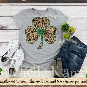 Scarica Leopard Shamrock St Patrick Rose Clipart Sublimazione Design Carta digitale PNG Carta di creazione fai da te Boho Boutique T-shirt Trasferimento P244