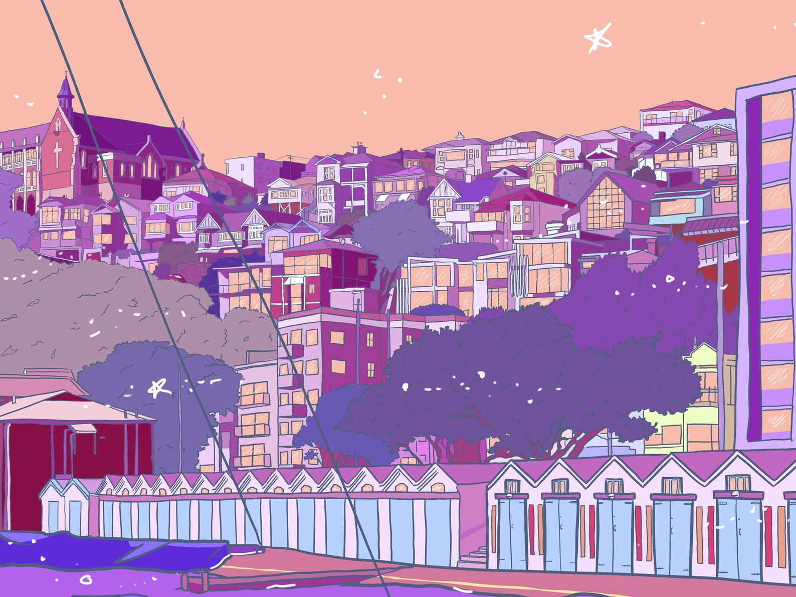 Oriental Parade Wellington New Zealand Art Print to Frame Etsy New