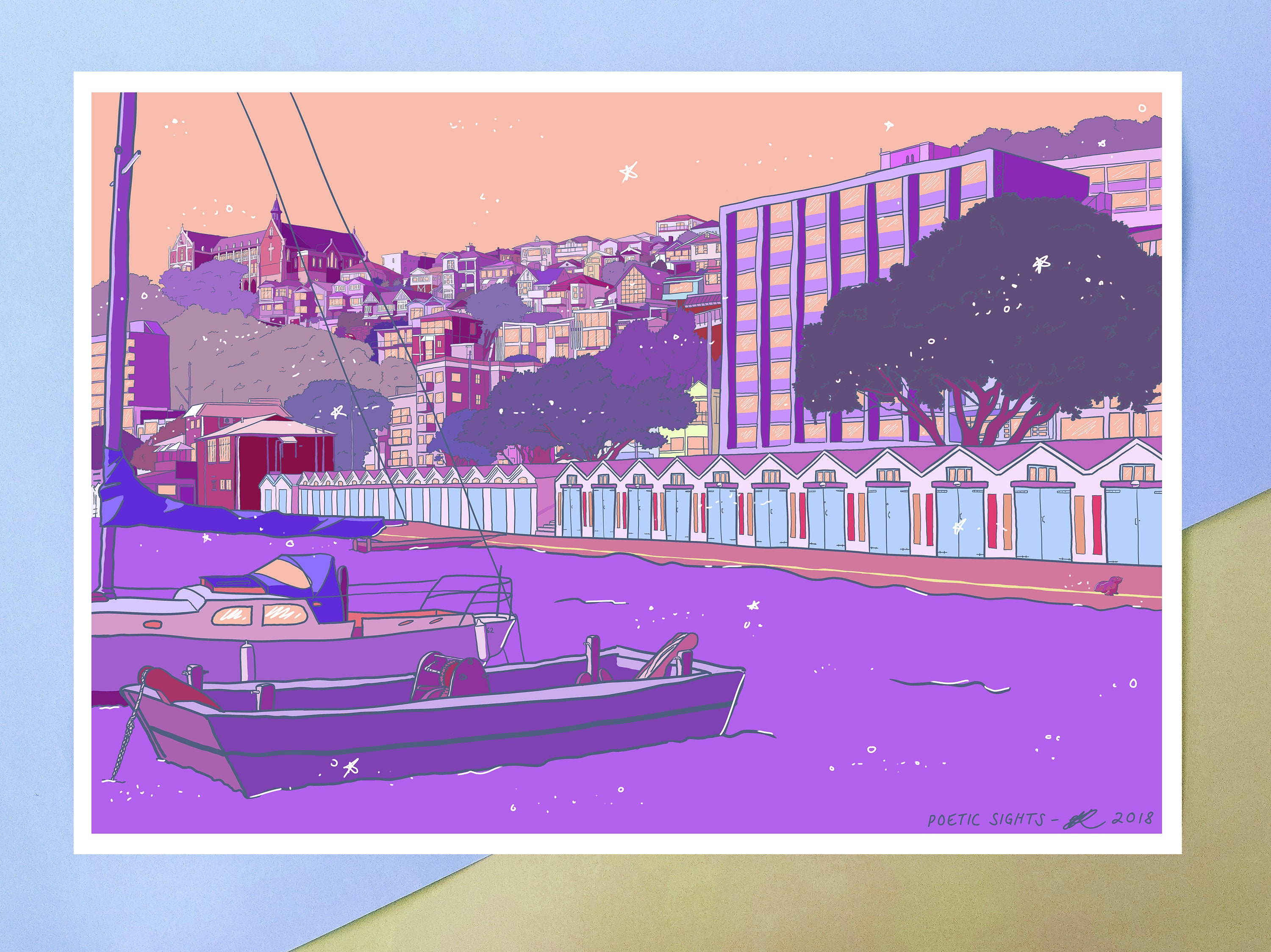 Oriental Parade Wellington New Zealand Art Print to Frame Etsy New