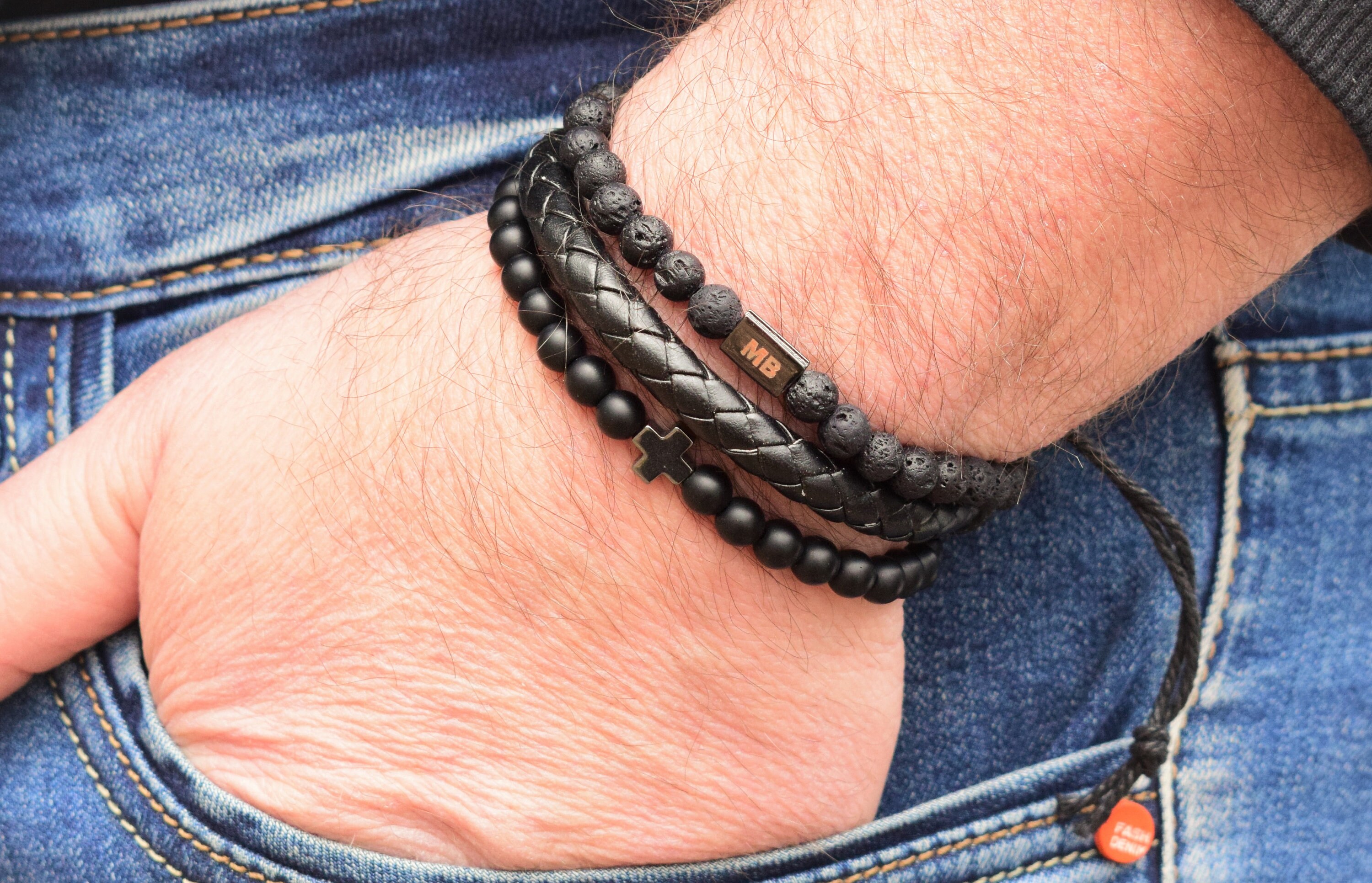 Leather mens bracelet personalized groomsmen gift cross Etsy