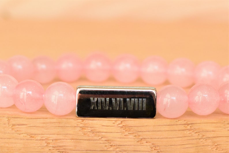 personalized bracelets for women anniversary gift for girlfriend for her rose quartz bracelet birthday gift for mom gift for sis engraved