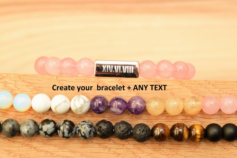 personalized bracelets for women anniversary gift for girlfriend for her rose quartz bracelet birthday gift for mom gift for sis engraved
