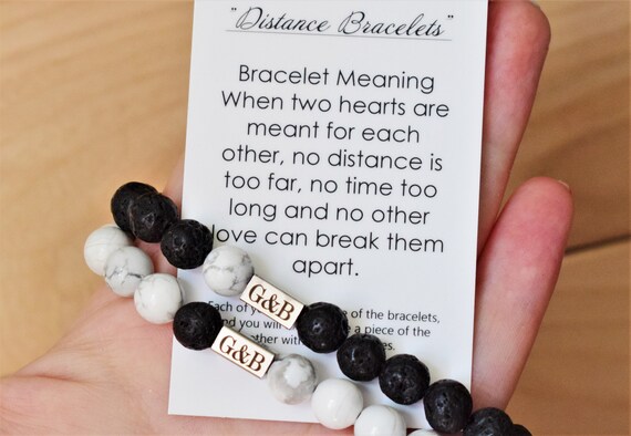 long distance couples bracelet set