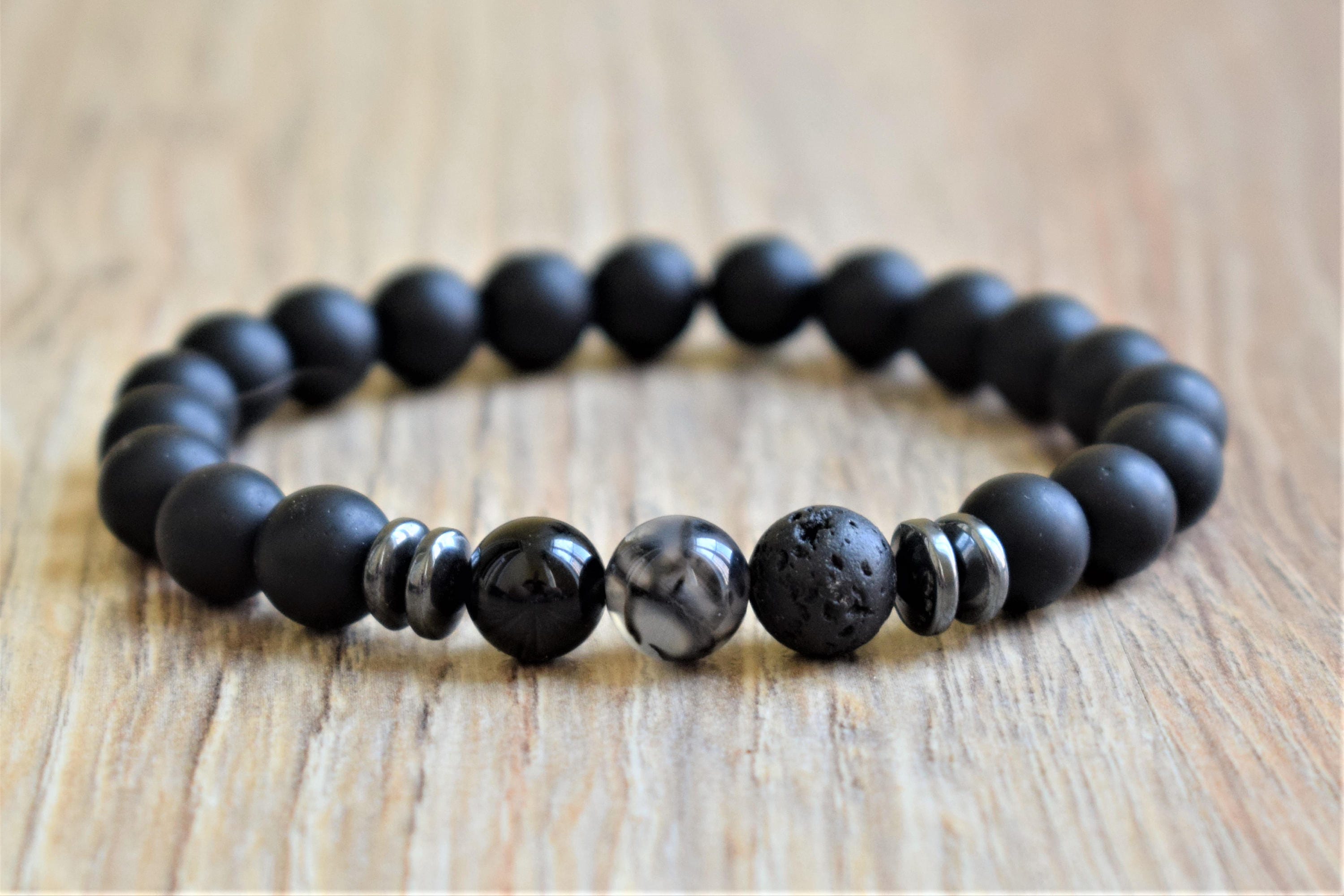 Mens healing bracelet lava bead bracelet for him lava rock Etsy