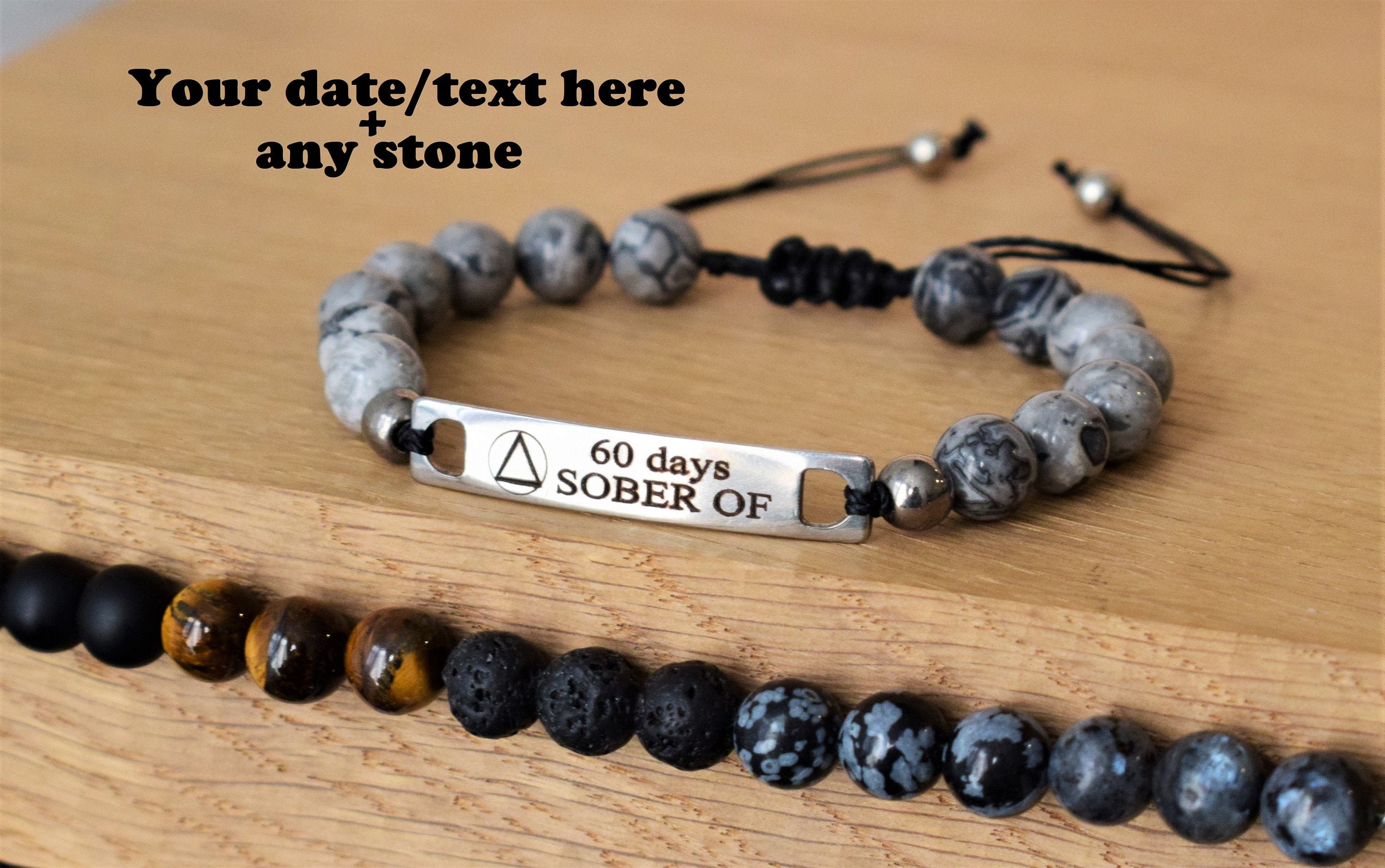 Aa anniversary gift sober bracelet sober gift sober af 1 year Etsy