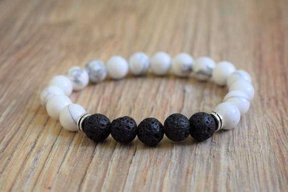 Hecho A Mano Piedra De Lava Pulsera De Aceites Esenciales difusor de aromaterapia con Howlite