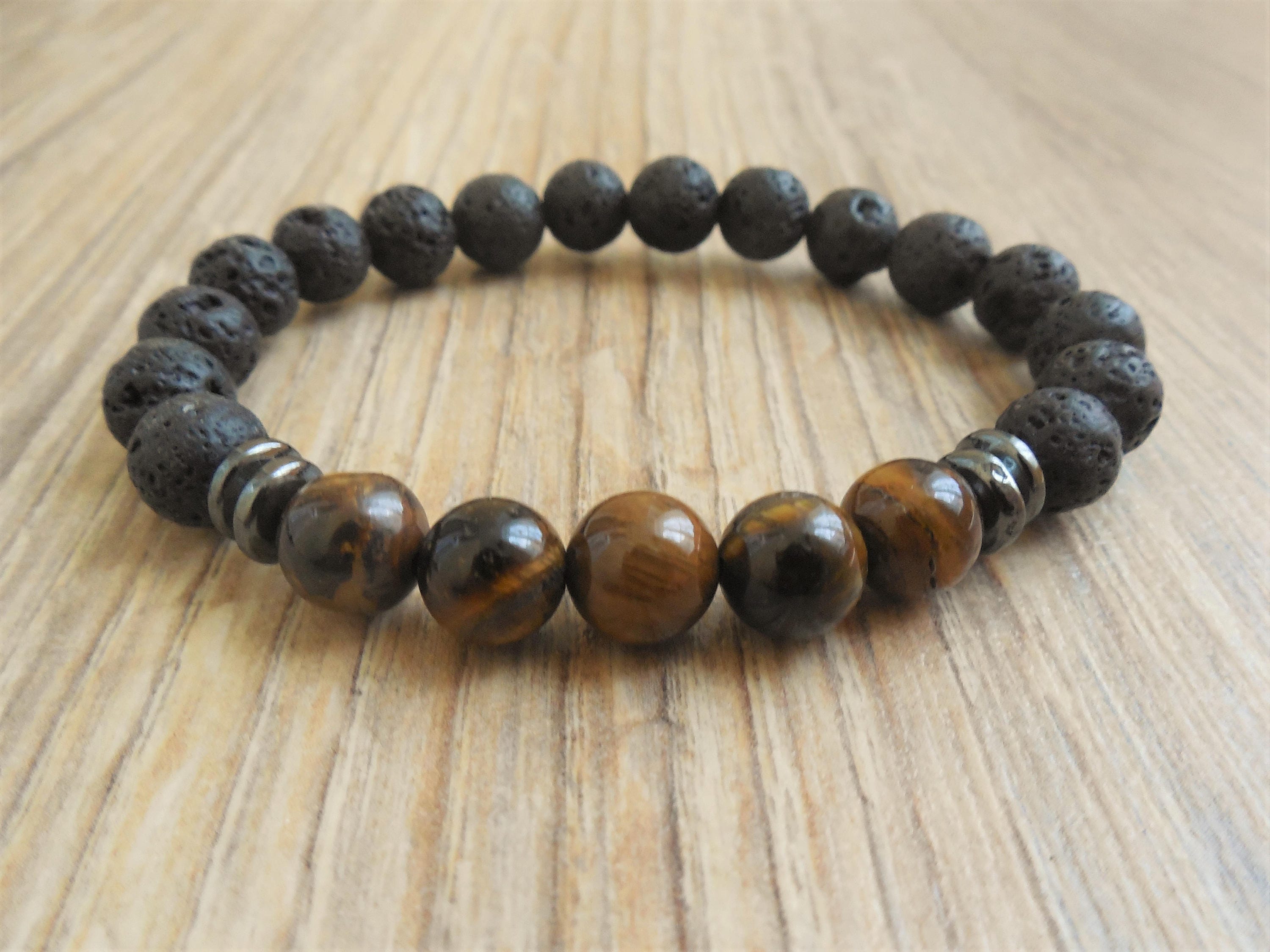 Obsidian and Silver,Mens Gifts Gift For Men Birthday, Men Bracelet Beaded Tiger Eye