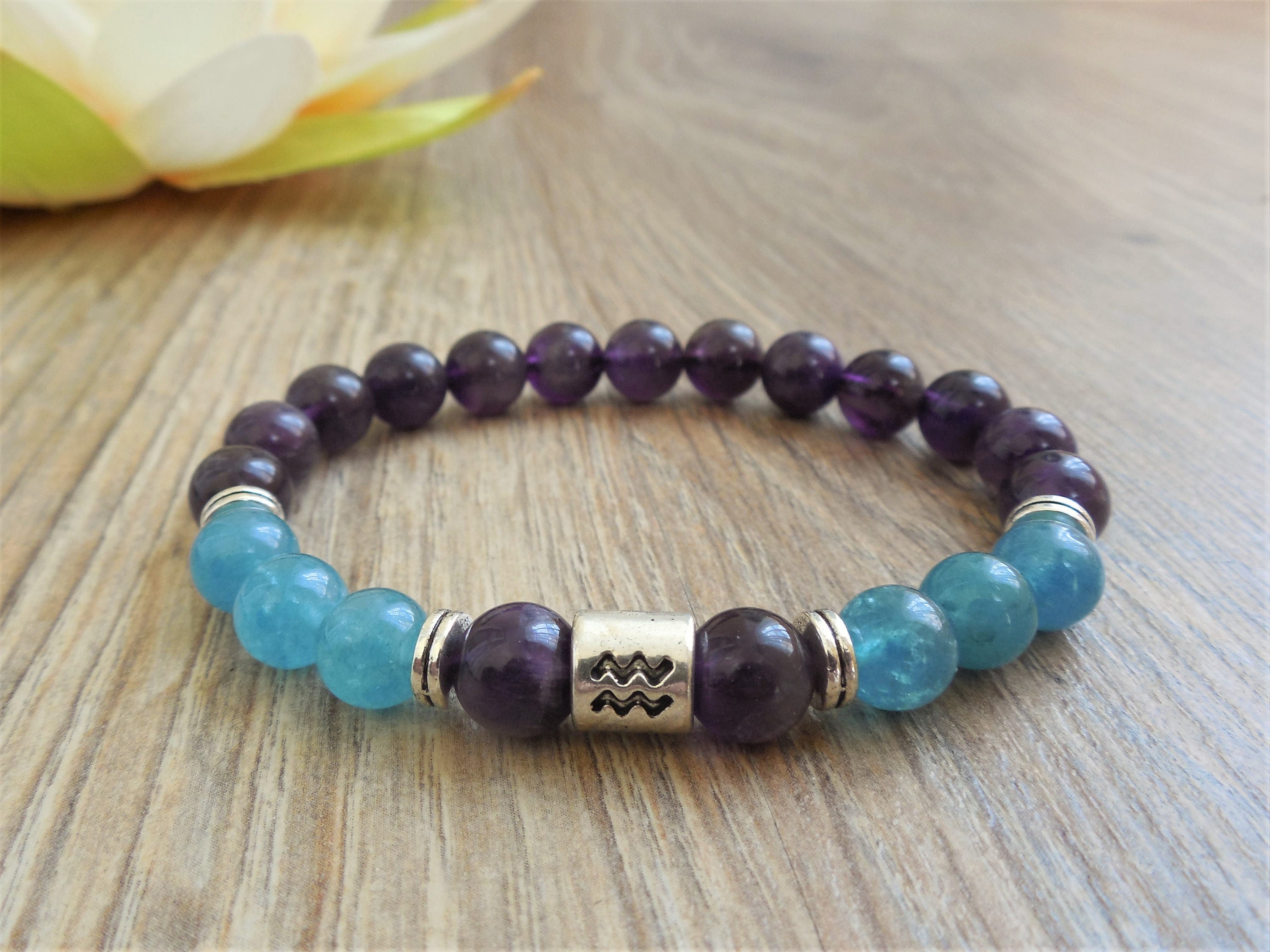 AQUARIUS bracelet aquarius zodiac amethyst bracelet february Etsy